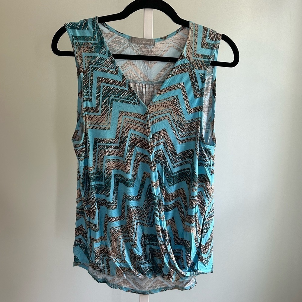 Olivia Moon Chevron Wrap Sleeveless Top